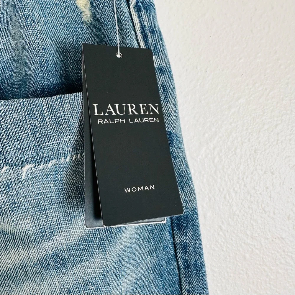 New Ralph Lauren Plus Size Patchwork Boho Relaxed Tapered Jeans in Skye Wash - Picture 9 of 12